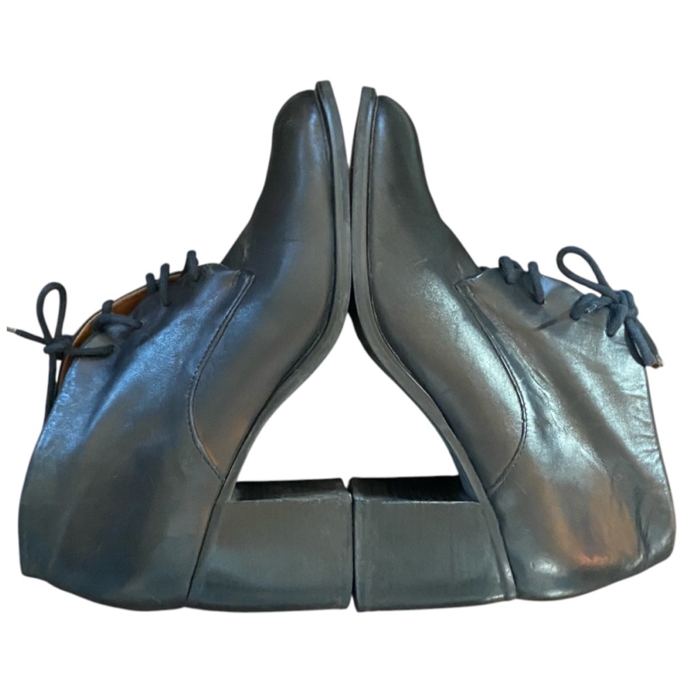 Etienne Aigner Black Cottagecore Granny Leather Lace-Up Ankle Boots Womens 7 M - Picture 6 of 10